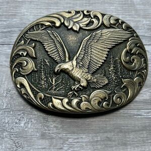 Large solid brass belt buckle eagle